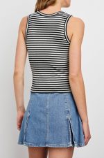 Striped Round-Neck Sleeveless Pullover