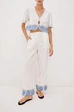 Shell-Patterned Loose Trousers