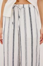Fine-Striped Linen Wide-Leg Pants