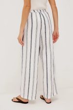 Fine-Striped Linen Wide-Leg Pants