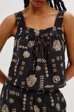 Art Print Square-Necked Top