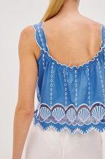 Shell-Patterned Lace Bandeau Top