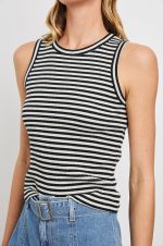 Striped Round-Neck Sleeveless Pullover