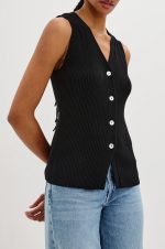 V-Neck Knitted Buttoned Vest