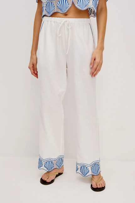 Shell-Patterned Loose Trousers