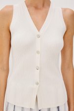 V-Neck Knitted Buttoned Vest