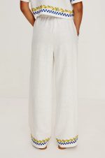 Ribbon-Hemmed Pure Cotton Plain-Colored Trousers