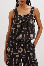 Art Print Square-Necked Top