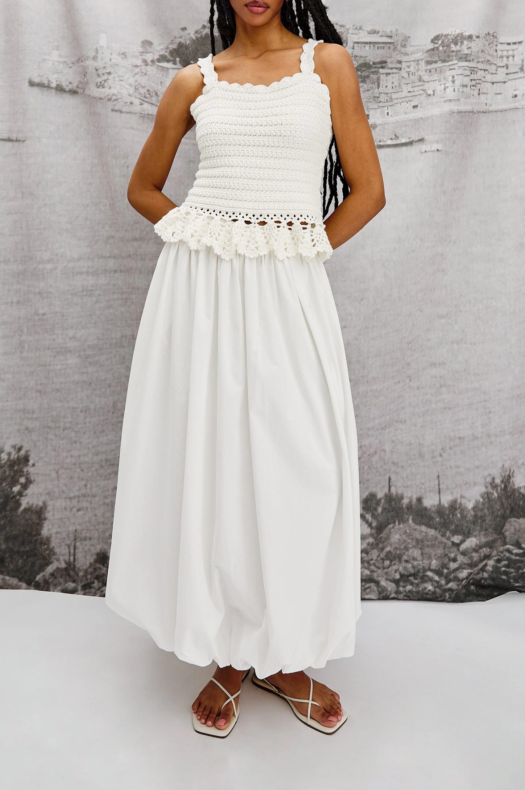 e3e59e9d45e45553a4c262cf377579344f0cc53d Lace Knitted Texture Tank Top
