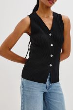 V-Neck Knitted Buttoned Vest